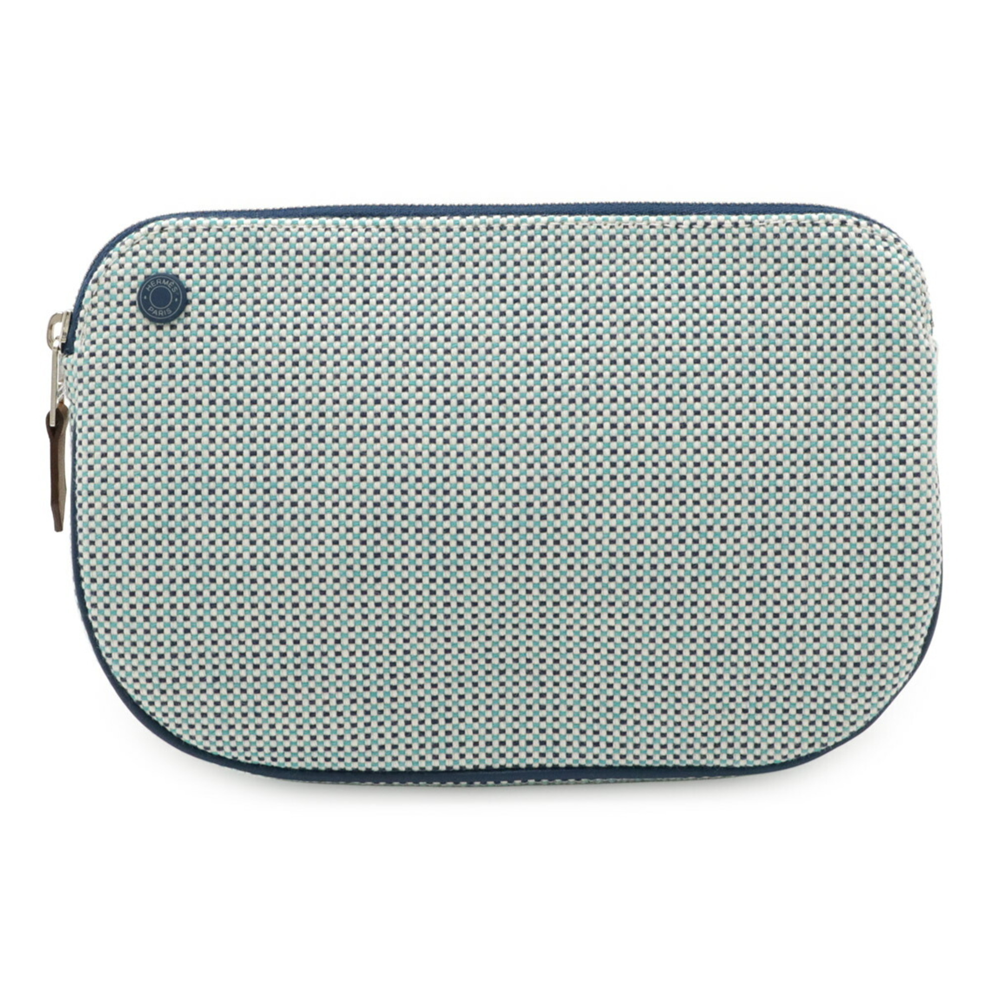 Hermes Echapp Pouch Multi-Pouch Leather Cotton Marine Blue